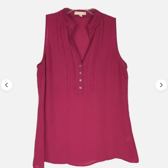 Banana Republic Pink Chiffon Sleeveless Button Front Neckline Blouse Top Size 10 - Picture 1 of 8